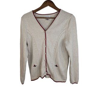 Northern Reflections Boyfriend Cardigan Rose Embroidered Granola Girl Style sz M